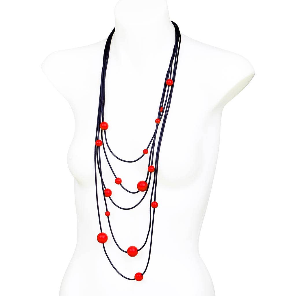 Frank Ideas - Architectural statement modern necklace SOLAR SYSTEM Red