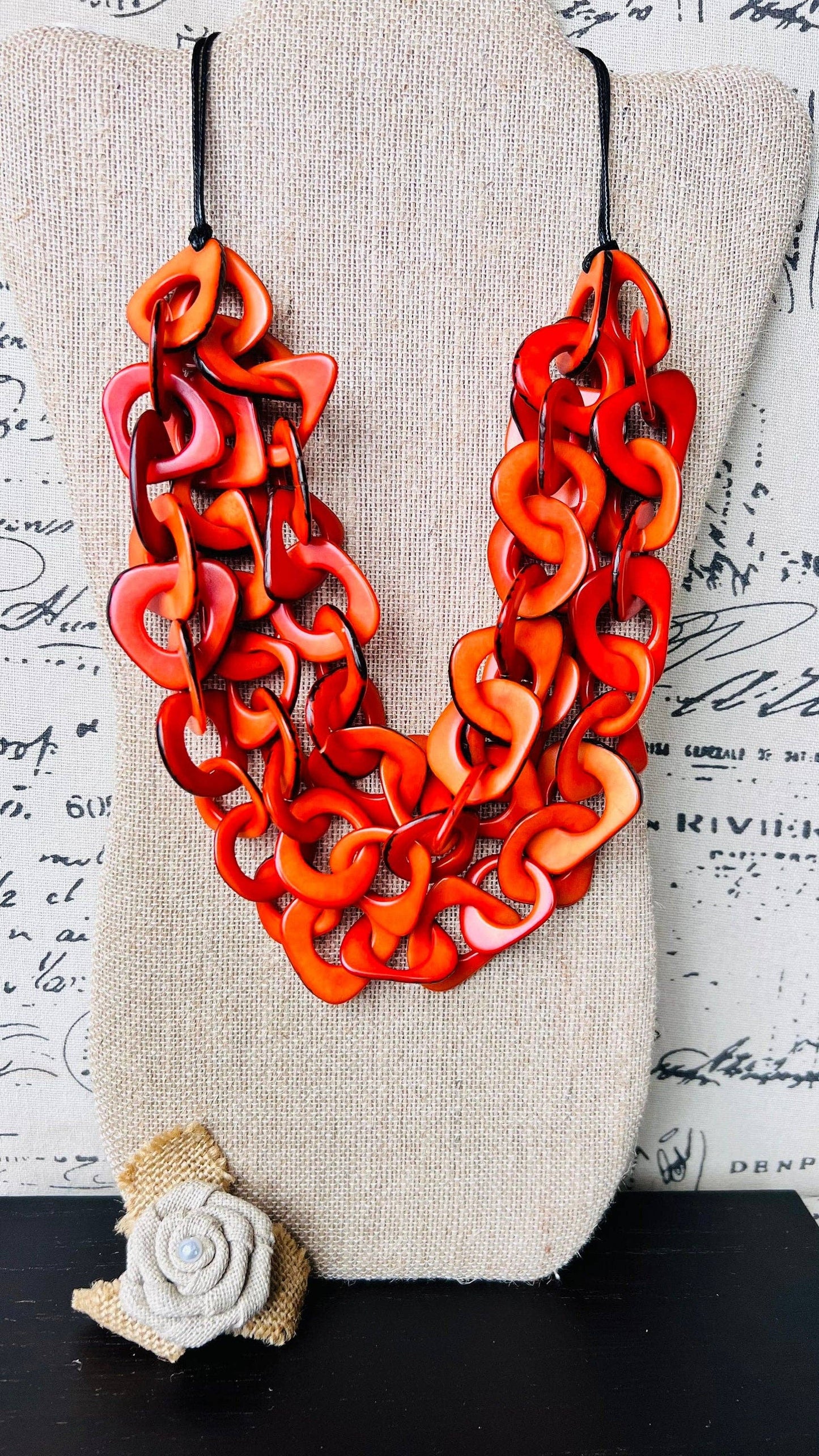 Galapagos Tagua - Orange Statement Necklace