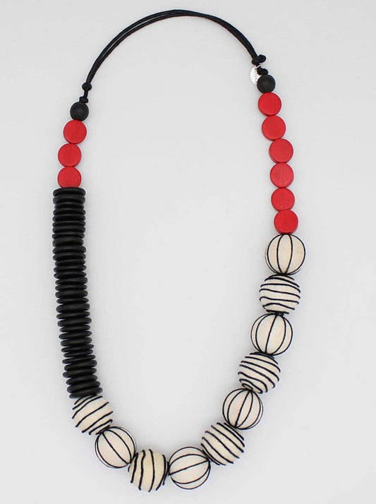 Sylca Designs - Red Anaya Wrapped Bead Necklace