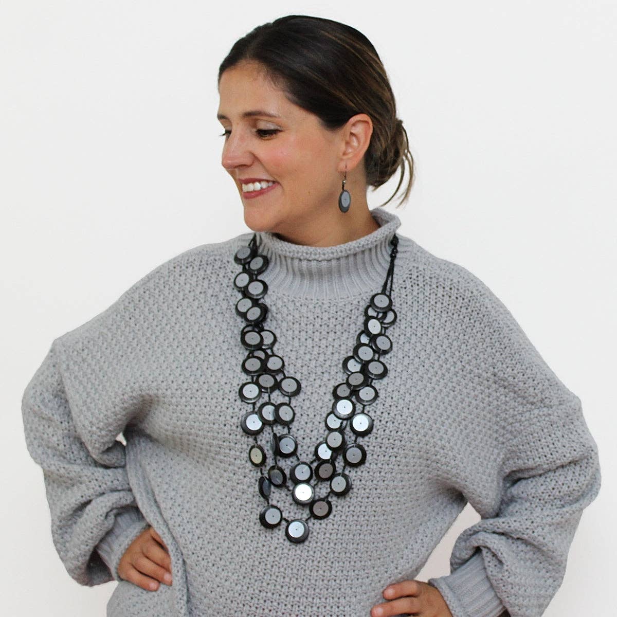 Sylca Designs - Black Iridescent Arabella Statement Necklace