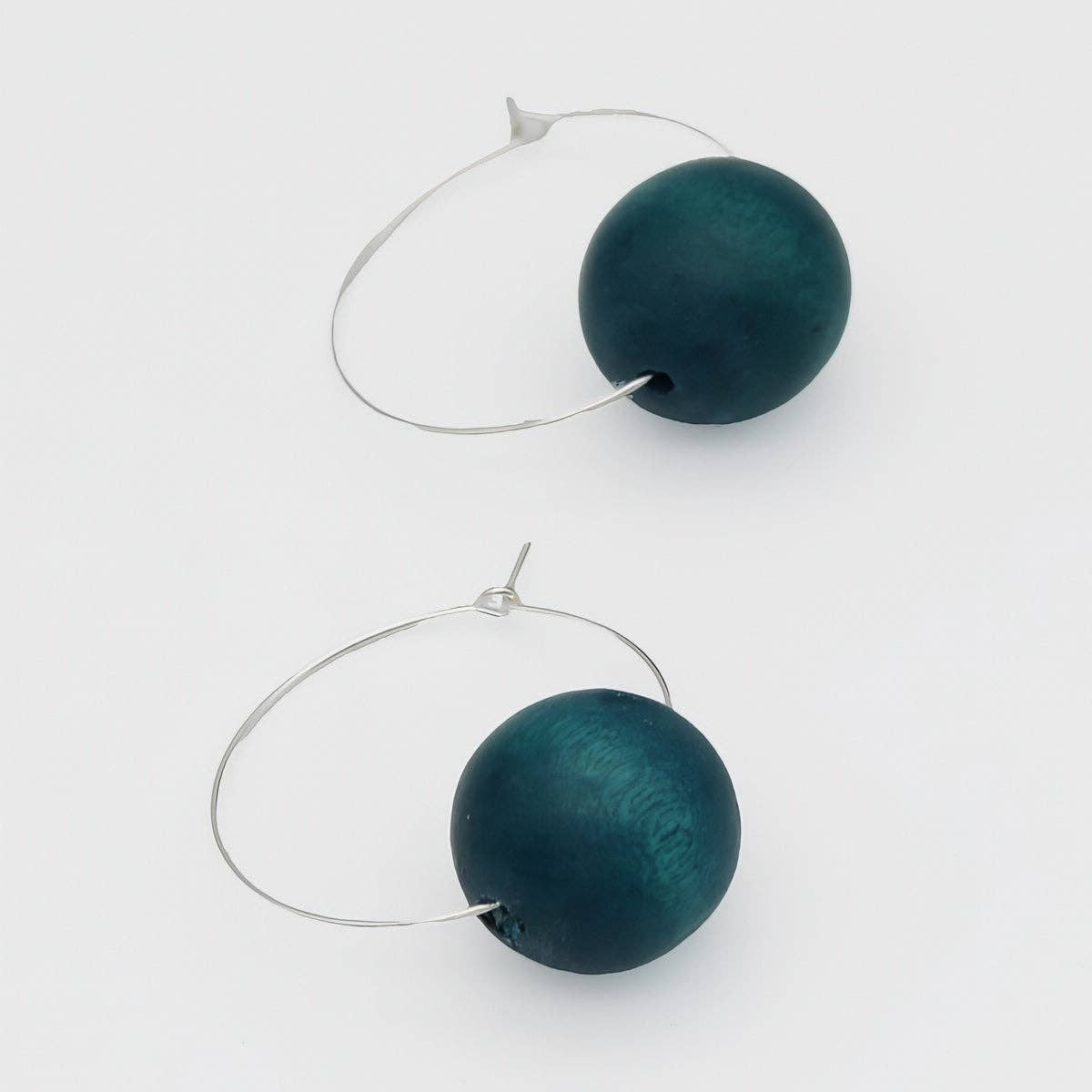 Sylca Designs - Teal Ball Hoop Dangle Earring