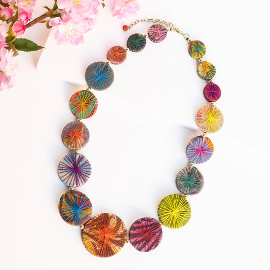 WorldFinds - Kantha Threadburst Graduated Necklace