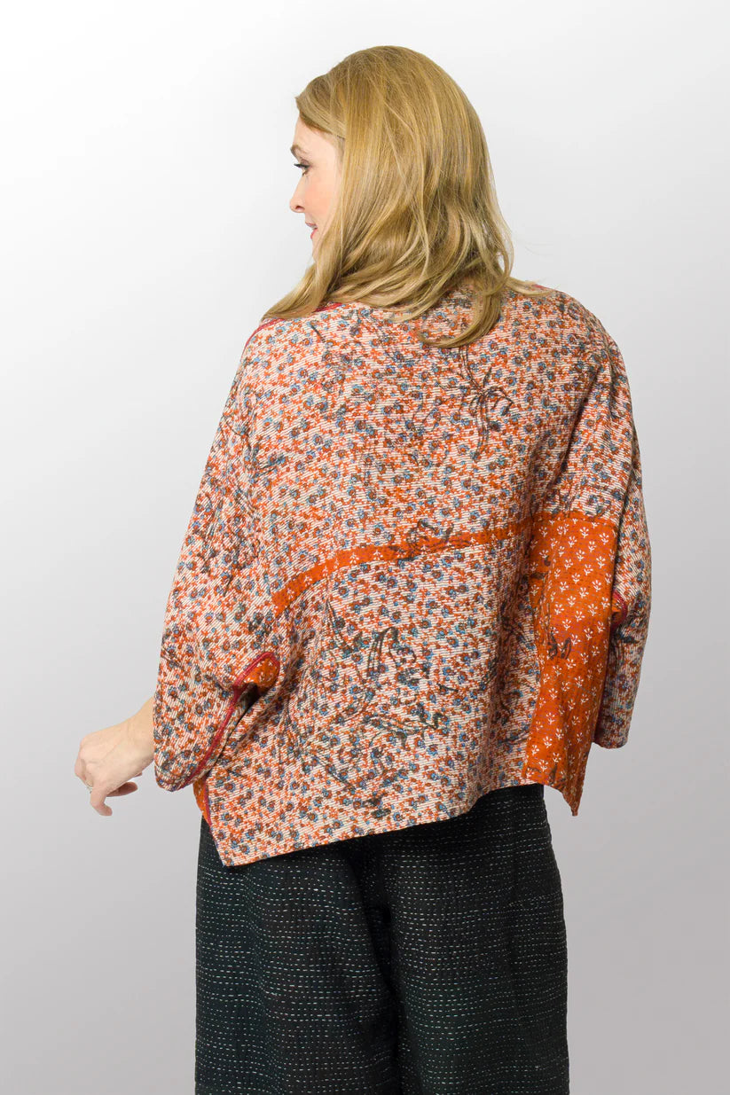 Mieko Mintz- Vintage Cotton Kantha 3/4 SLV. Crop Top Mio