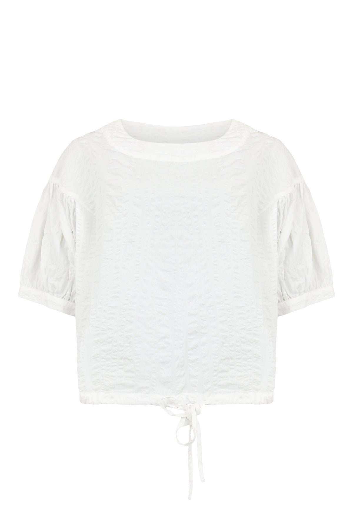 Noen- Crinkle Tie Blouse/ White