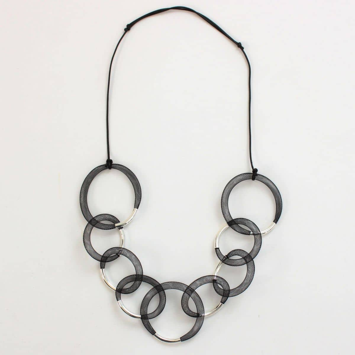 Sylca Designs - Black and Silver Mesh Statement Necklace