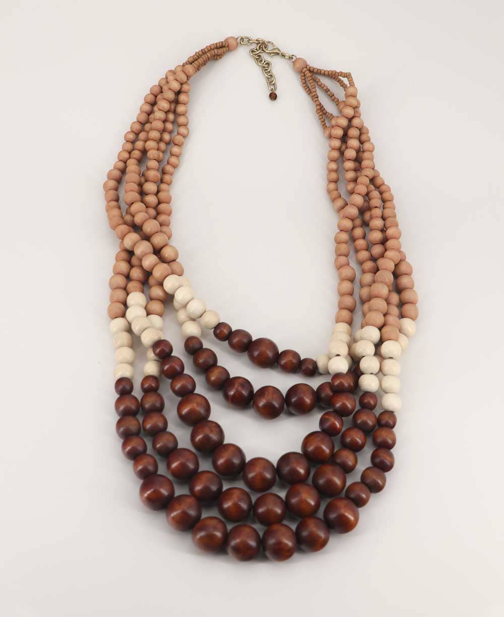 Culture Spot - Earthy Brown Cascade Wood Necklace