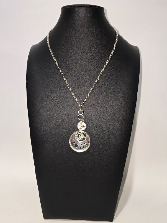 Dona Siebler - Double Circles Silver Pendant Necklace