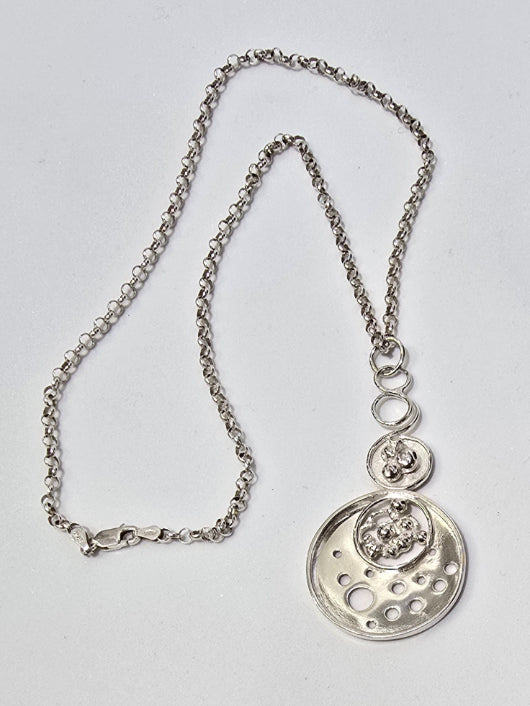 Dona Siebler - Double Circles Silver Pendant Necklace