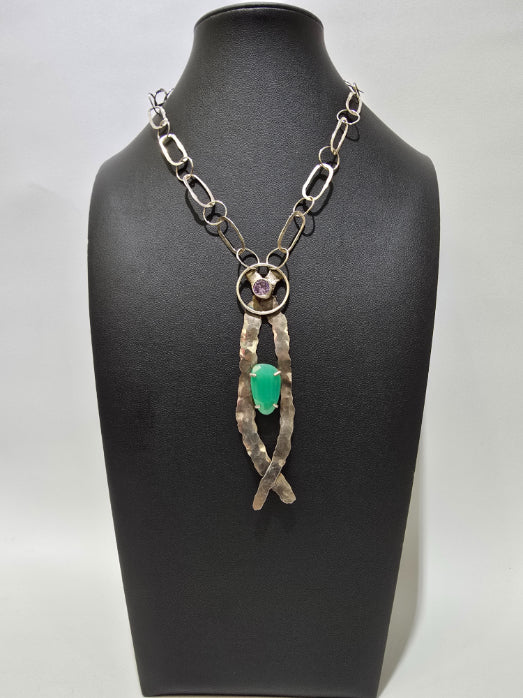 Dona Siebler - Green Chalcedony Stone Necklace