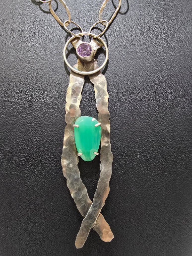 Dona Siebler - Green Chalcedony Stone Necklace