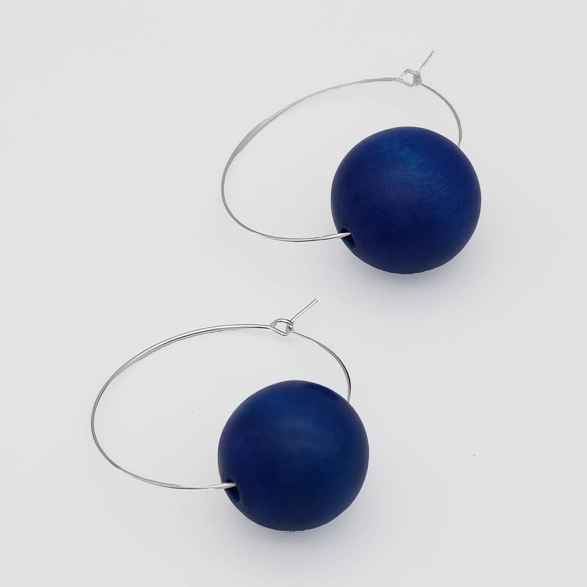 Sylca Designs - Blue Ball Hoop Handmade Artistic  Earring