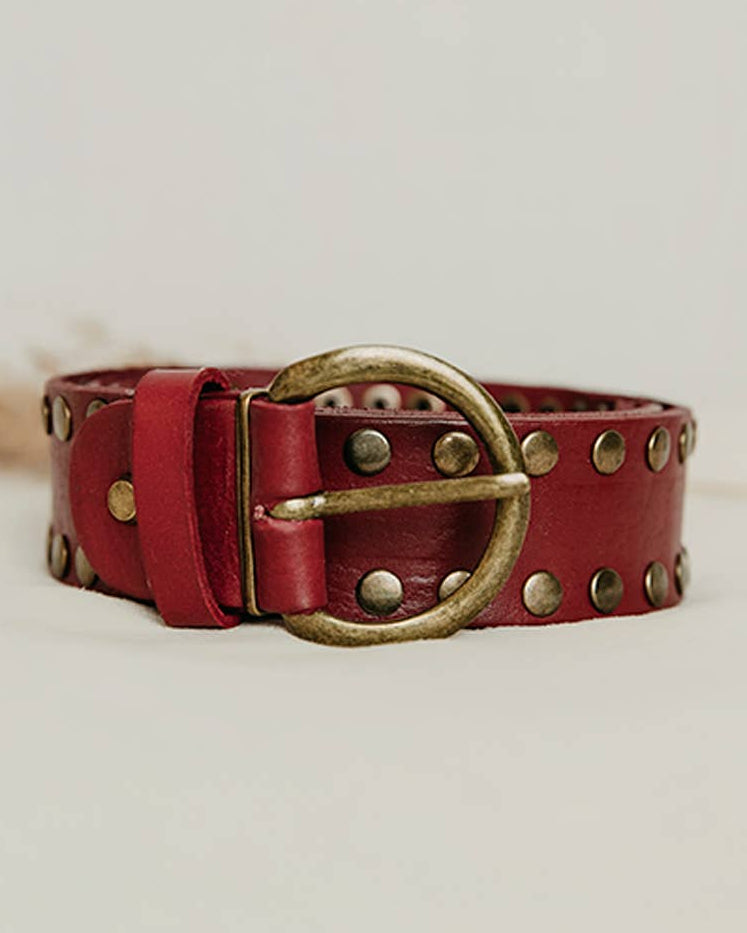 Lula Natura - Burgundy Leather Belt Cirius Stud