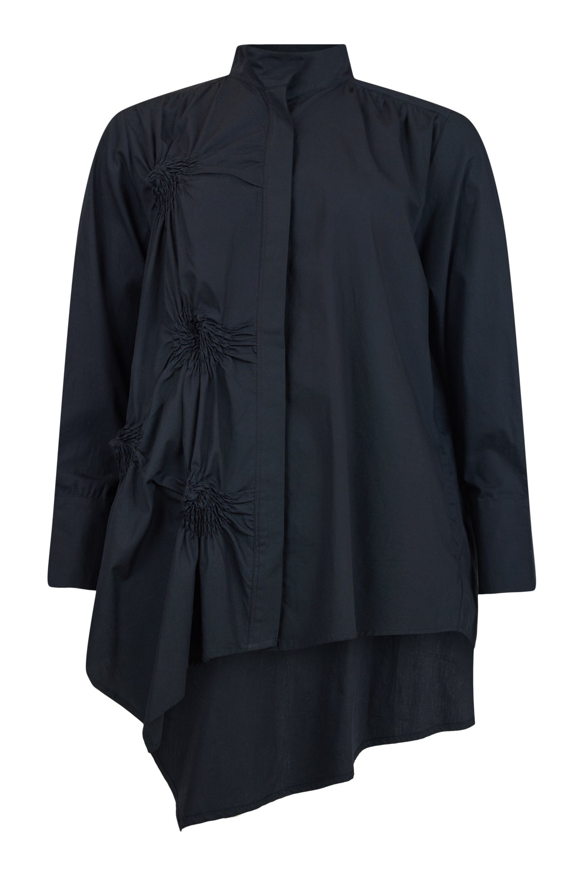 Noen- Asymmetric Gathered Cotton Shirt