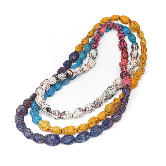 Mieko Mintz- VINTAGE SILK KANTHA TIE-BEADS LONG NECKLACE
