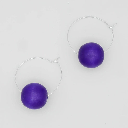 Sylca Designs - Bright Purple Ball Hoop Dangle Earring