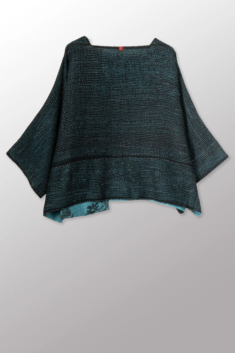 Mieko Mintz- OVERDYED COTTON PAISLEY KANTHA 3/4 SLV. CROP TOP MIO