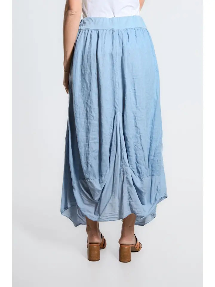 Tina Stephen- Brenna Cotton/Linen Bunched Pocket Skirt