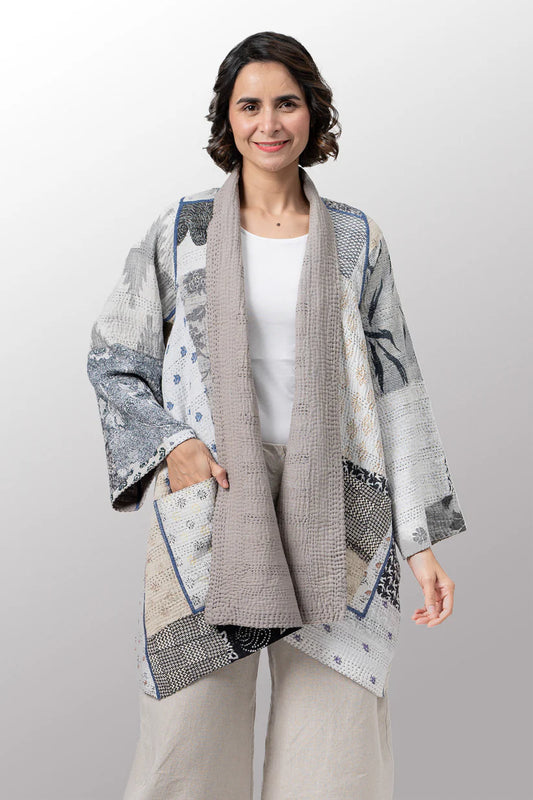 Mieko Mintz- POWDER PATCH KANTHA A-LINE JACKET