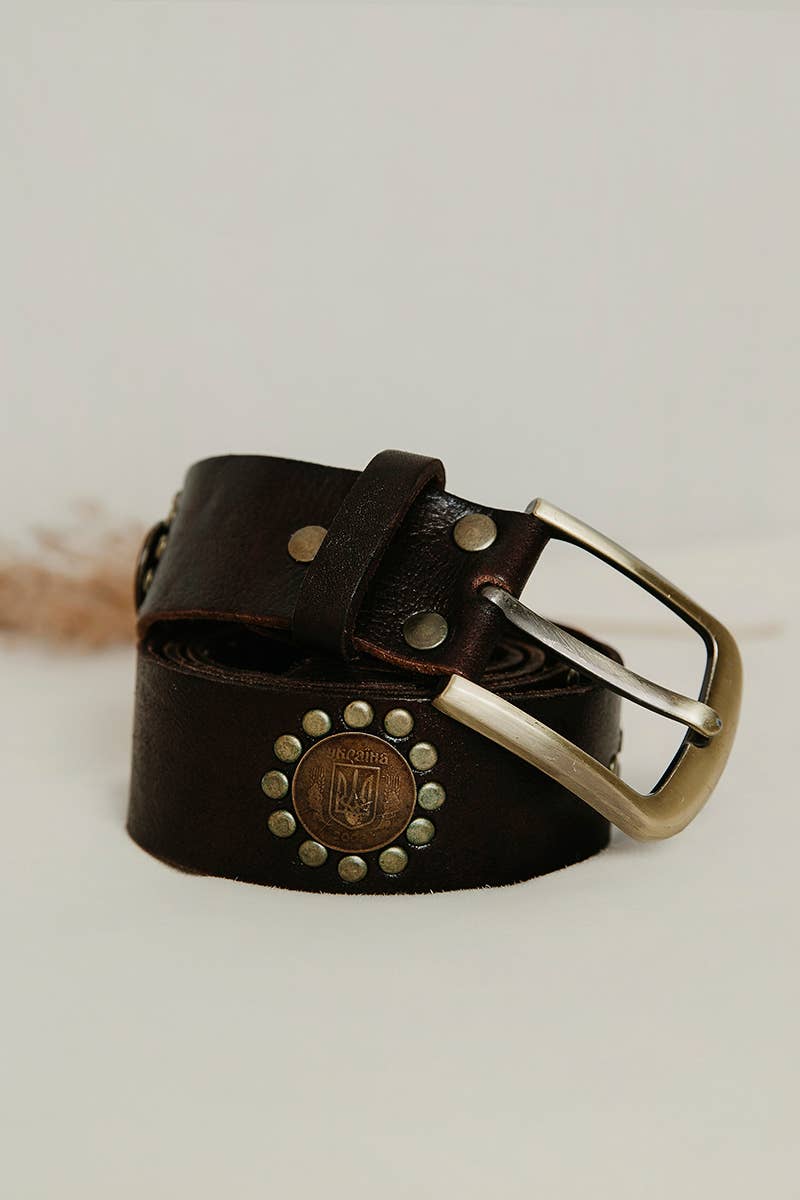 Lula Natura - Dark Brown Leather Belt w Coins