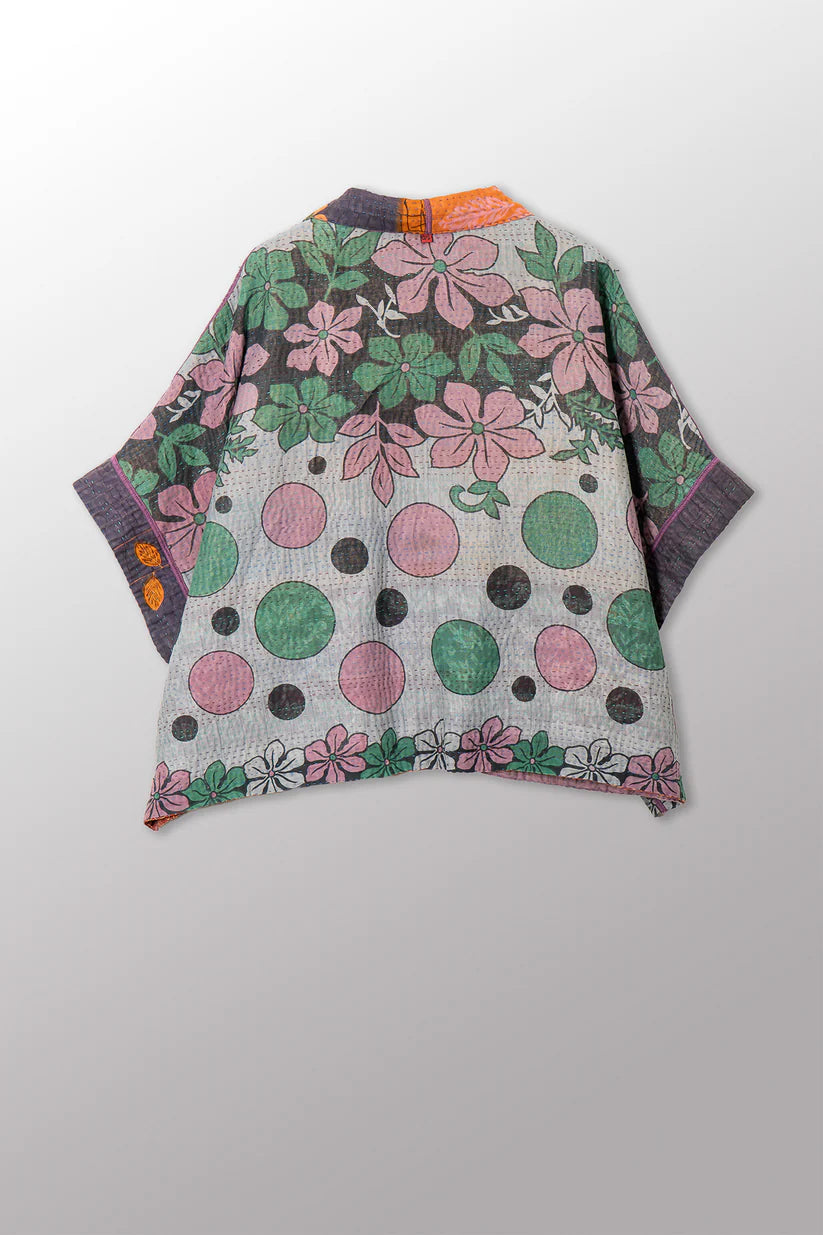 Mieko Mintz- VINTAGE COTTON KANTHA MINI PONCHO