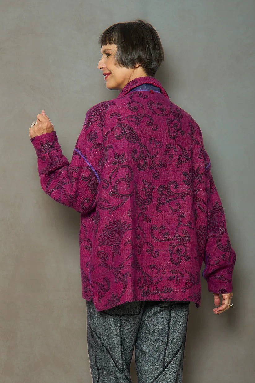 Mieko Mintz- VINTAGE COTTON KANTHA RELAXED SHIRT JACKET