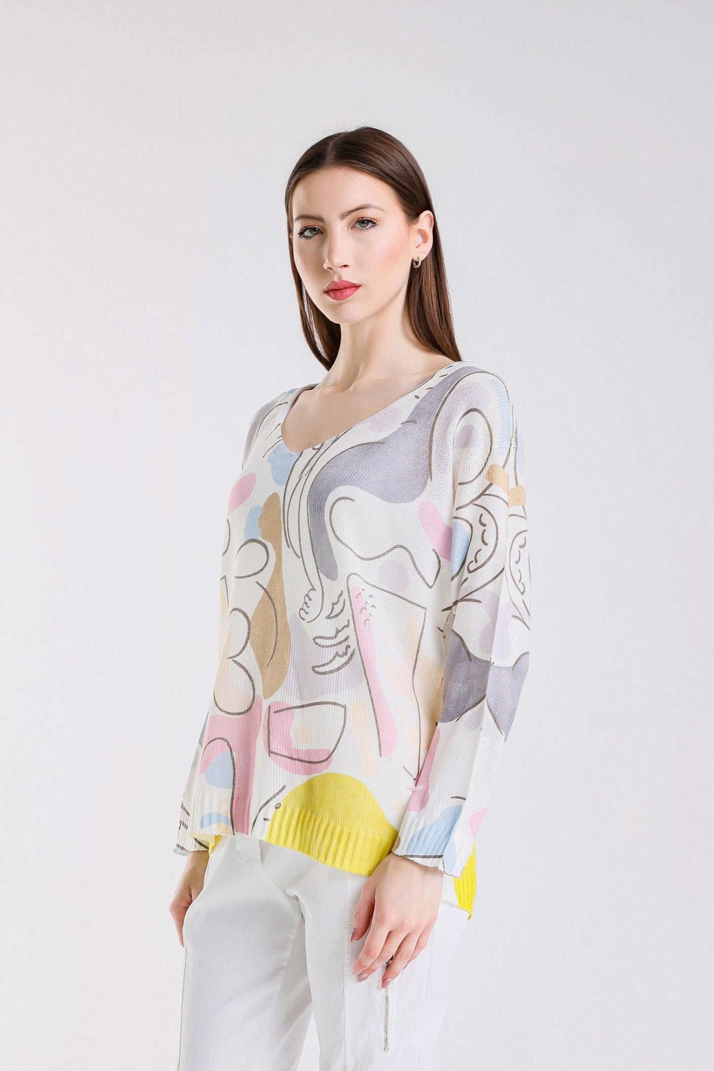 TINA Stephens - Hannah Carnival Light Sweater/White