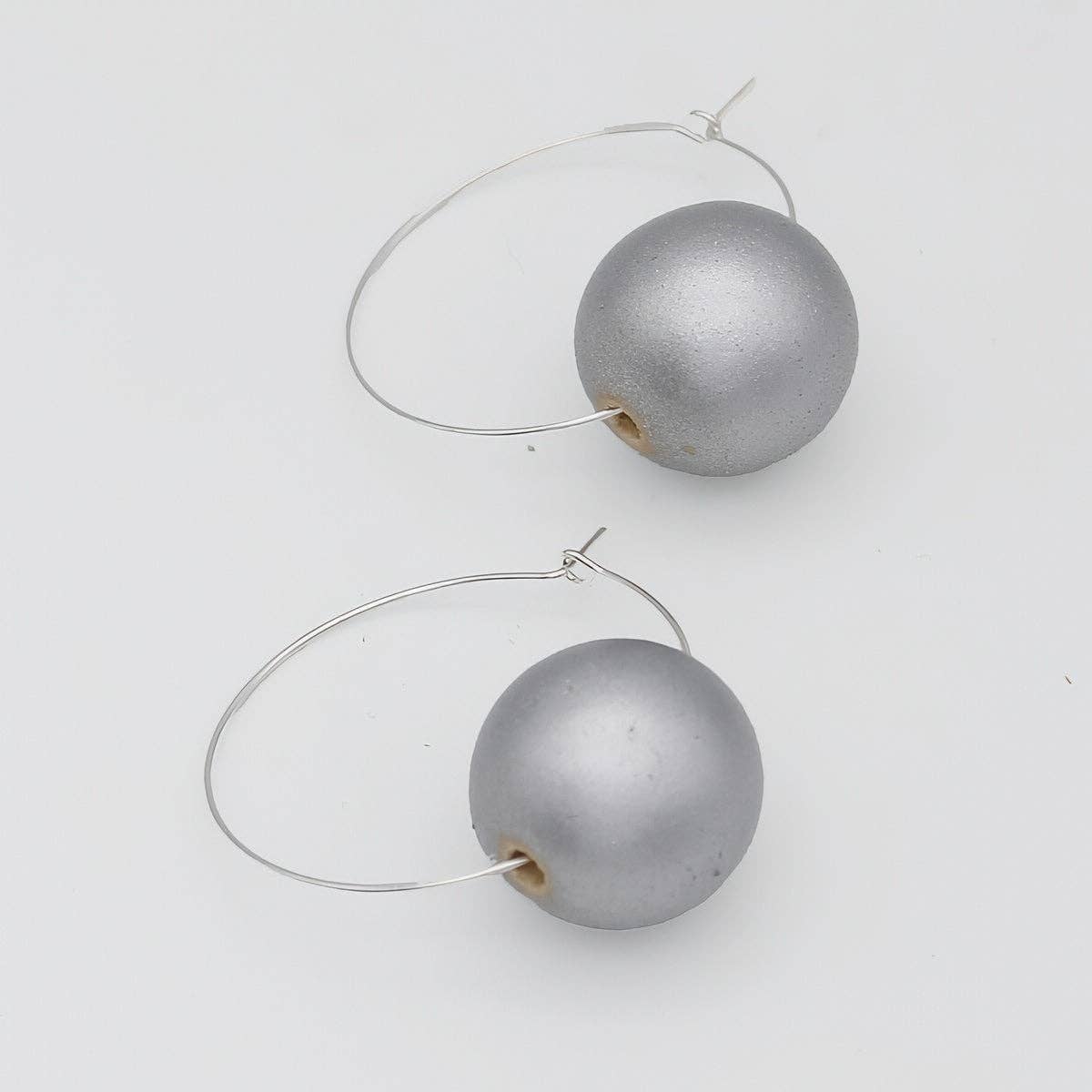 Sylca Designs - Silver Ball Hoop Hand Made Dangle Earring