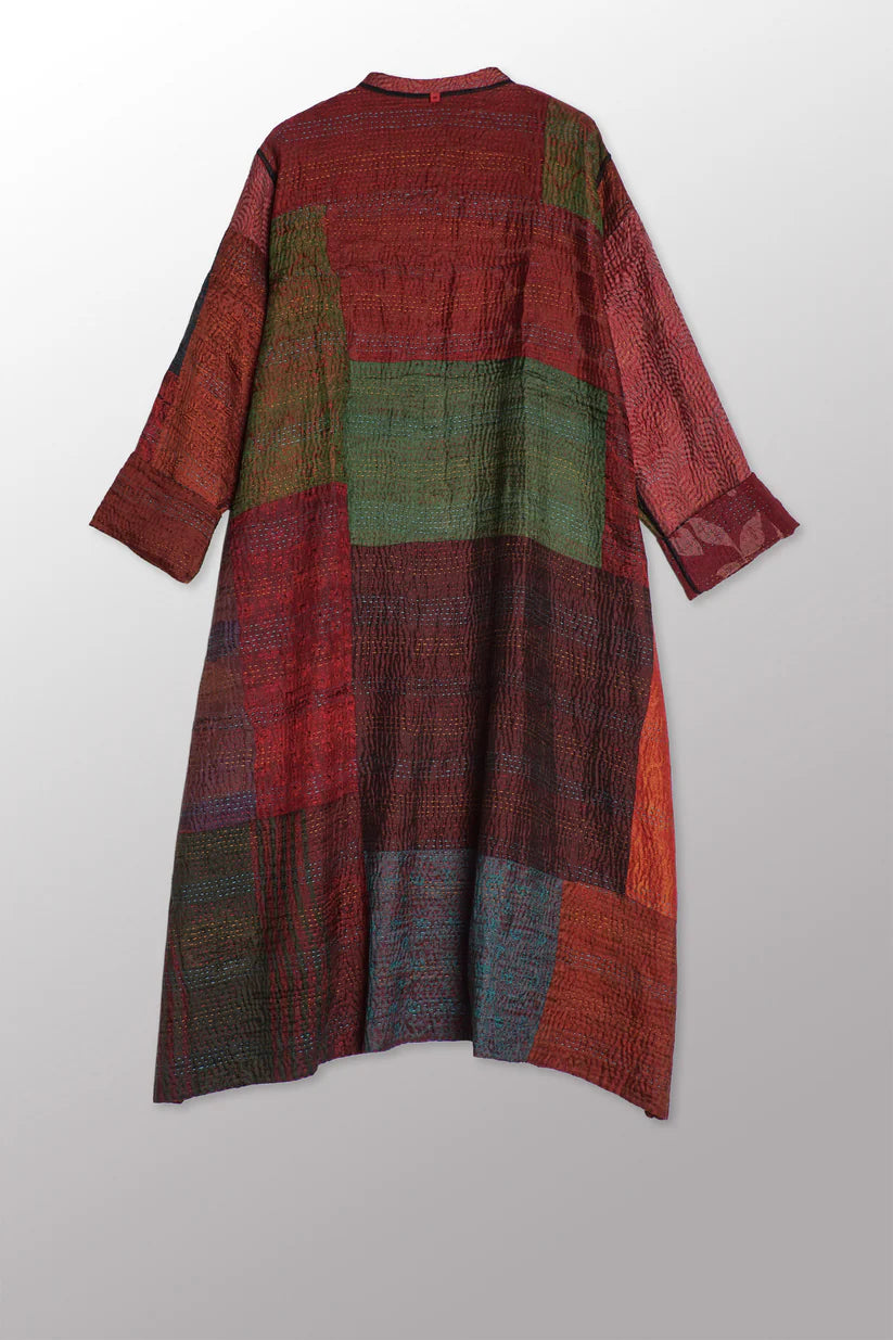 Mieko Mintz- JACQUARD SILK KANTHA KAFTAN COAT