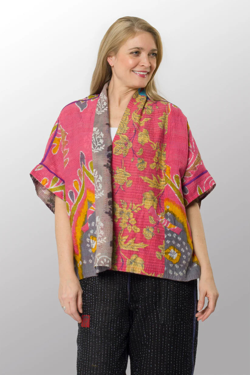 Mieko Mintz- VINTAGE COTTON KANTHA MINI PONCHO