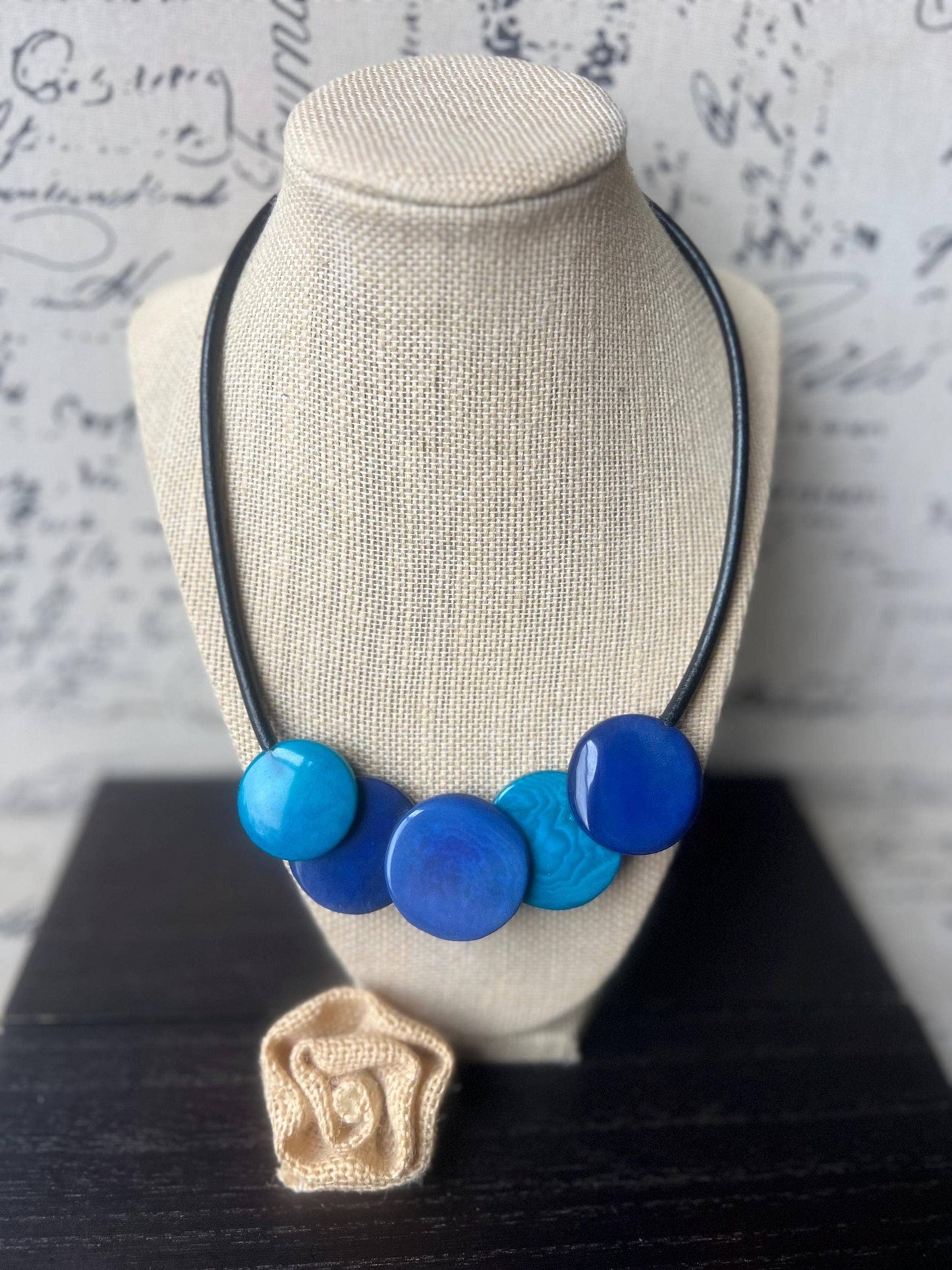 Galapagos Tagua - Blue Statement Necklace