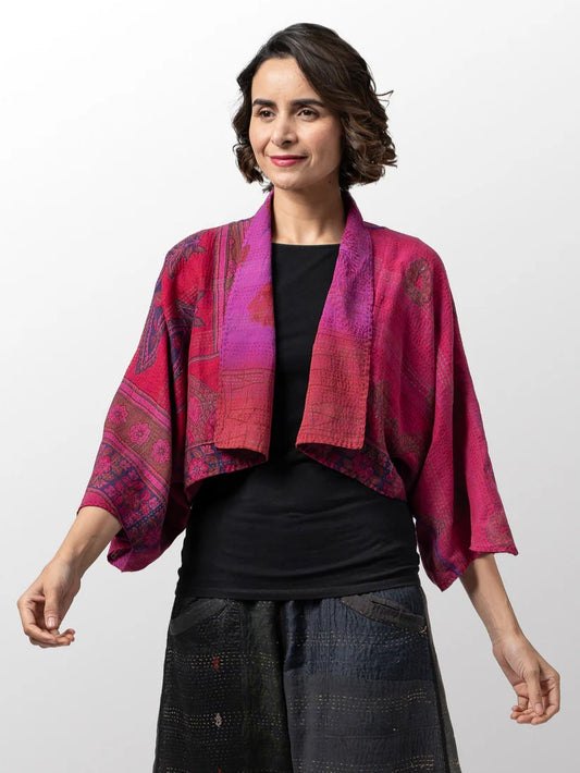Mieko Mintz- Silk Georgette Cotton Kantha SLV. Shrug