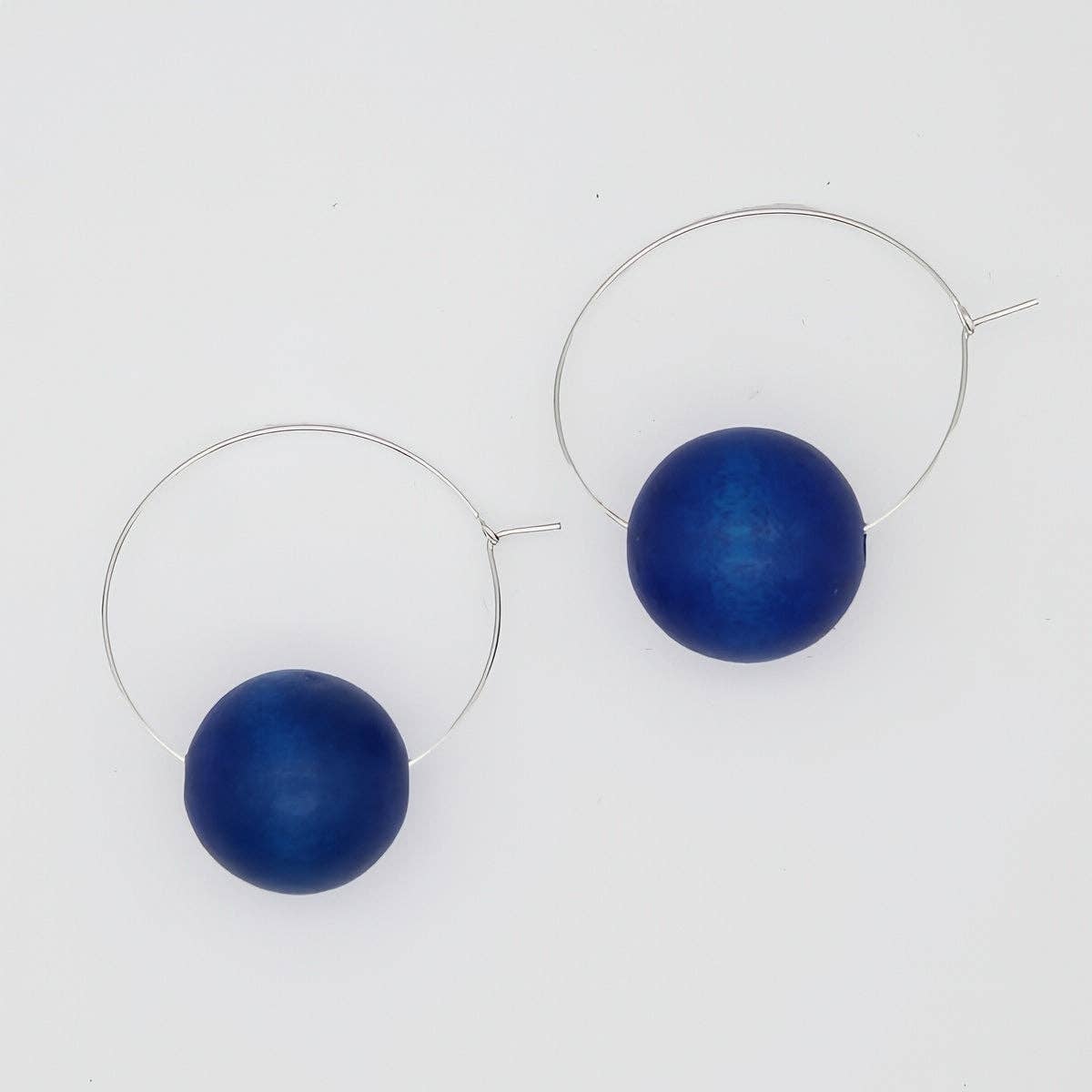 Sylca Designs - Blue Ball Hoop Handmade Artistic  Earring