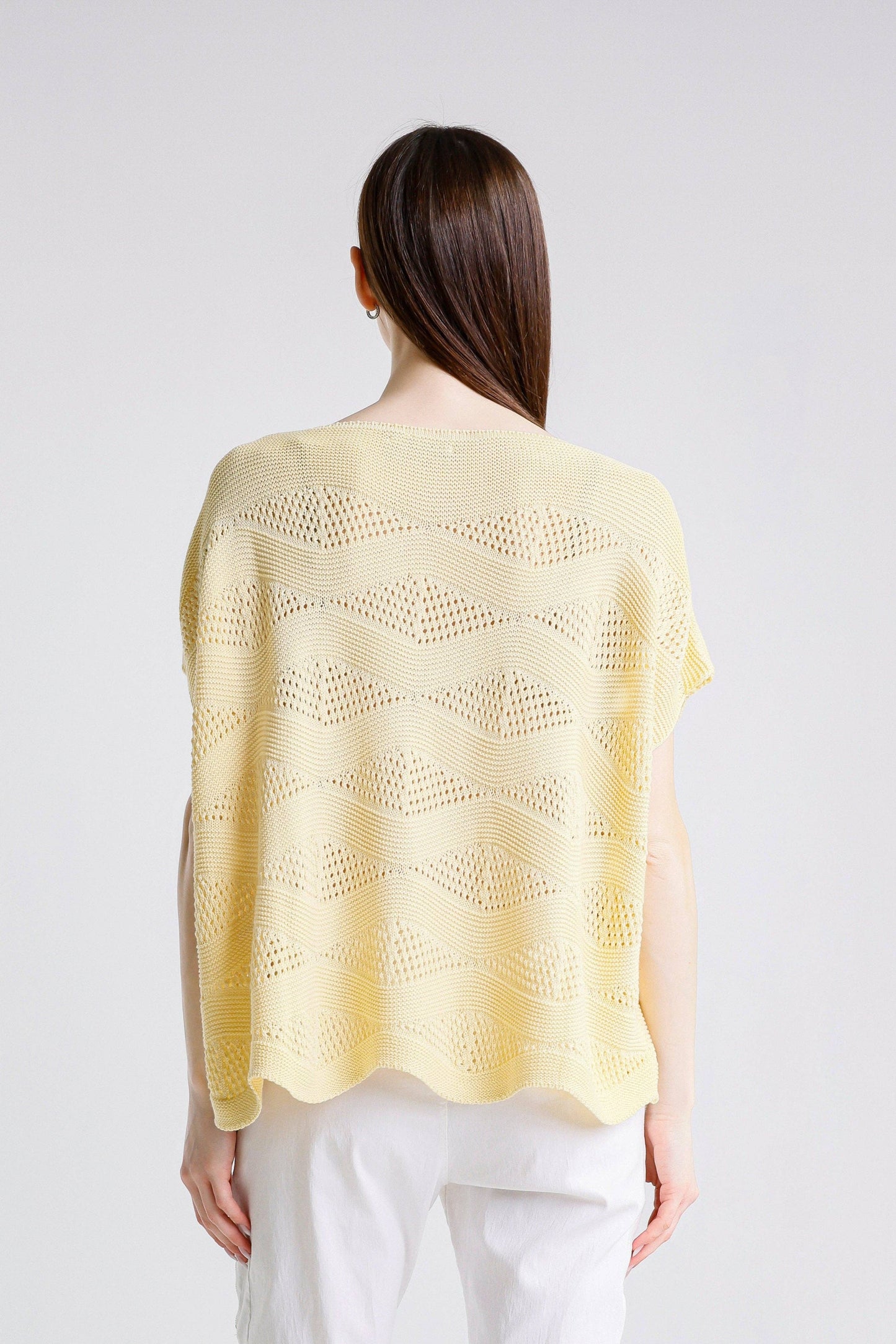 TINA Stephens- Patsy SS Wave Knit Sweater /Daffodil