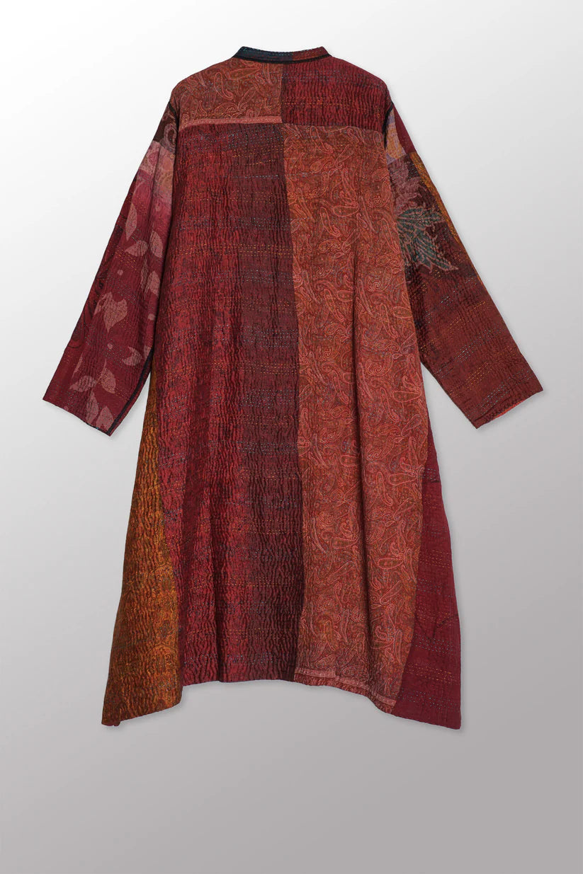 Mieko Mintz- JACQUARD SILK KANTHA KAFTAN COAT