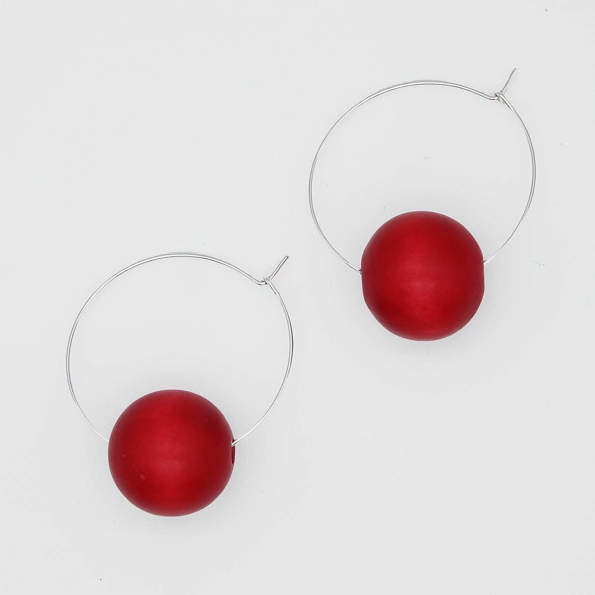 Sylca Designs - Red Ball Hoop Dangle Earring