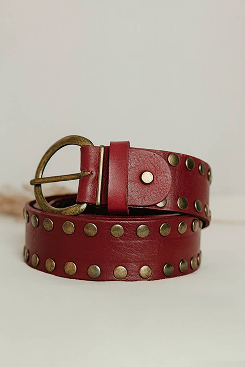 Lula Natura - Burgundy Leather Belt Cirius Stud