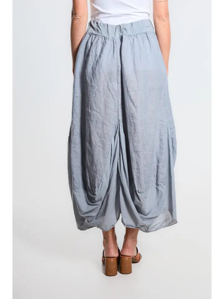 Tina Stephen- Brenna Cotton/Linen Bunched Pocket Skirt