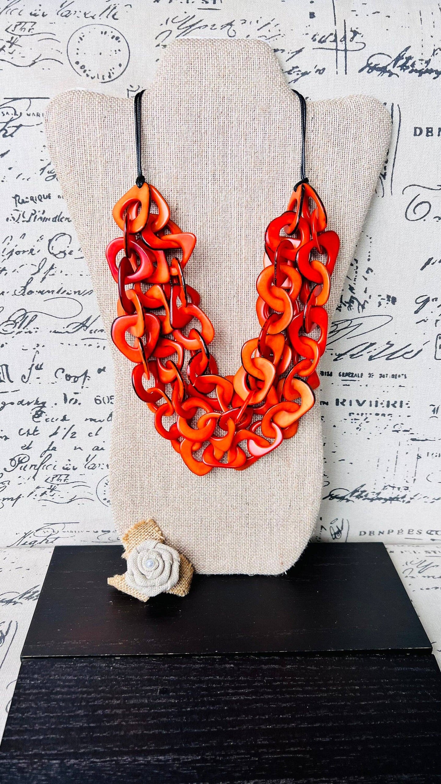 Galapagos Tagua - Orange Statement Necklace
