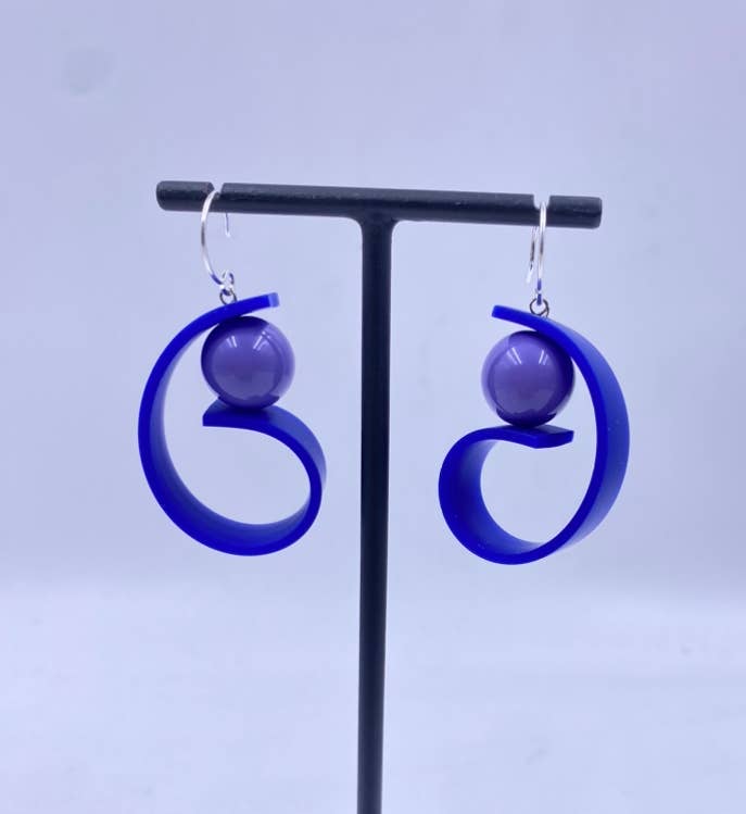 Samuel Coraux - Thinker Earrings: Blue/ Purple