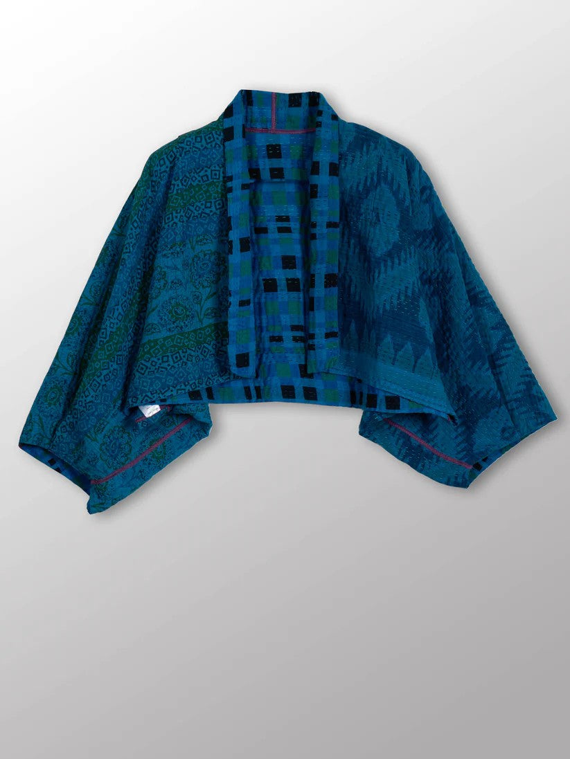 Mieko Mintz- Cotton Overdye Kantha Puff SLV. Shrug