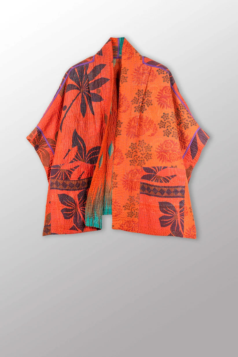 Mieko Mintz- VINTAGE COTTON KANTHA MINI PONCHO