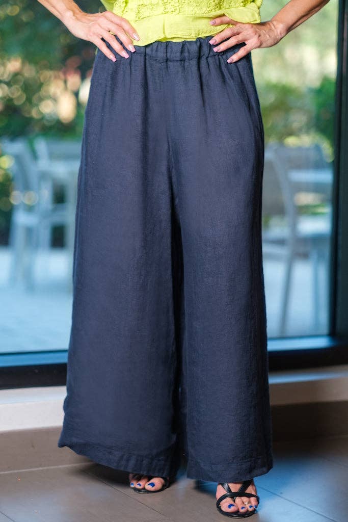TINA Stephens - Peggy Crop Linen Palazzo Pant