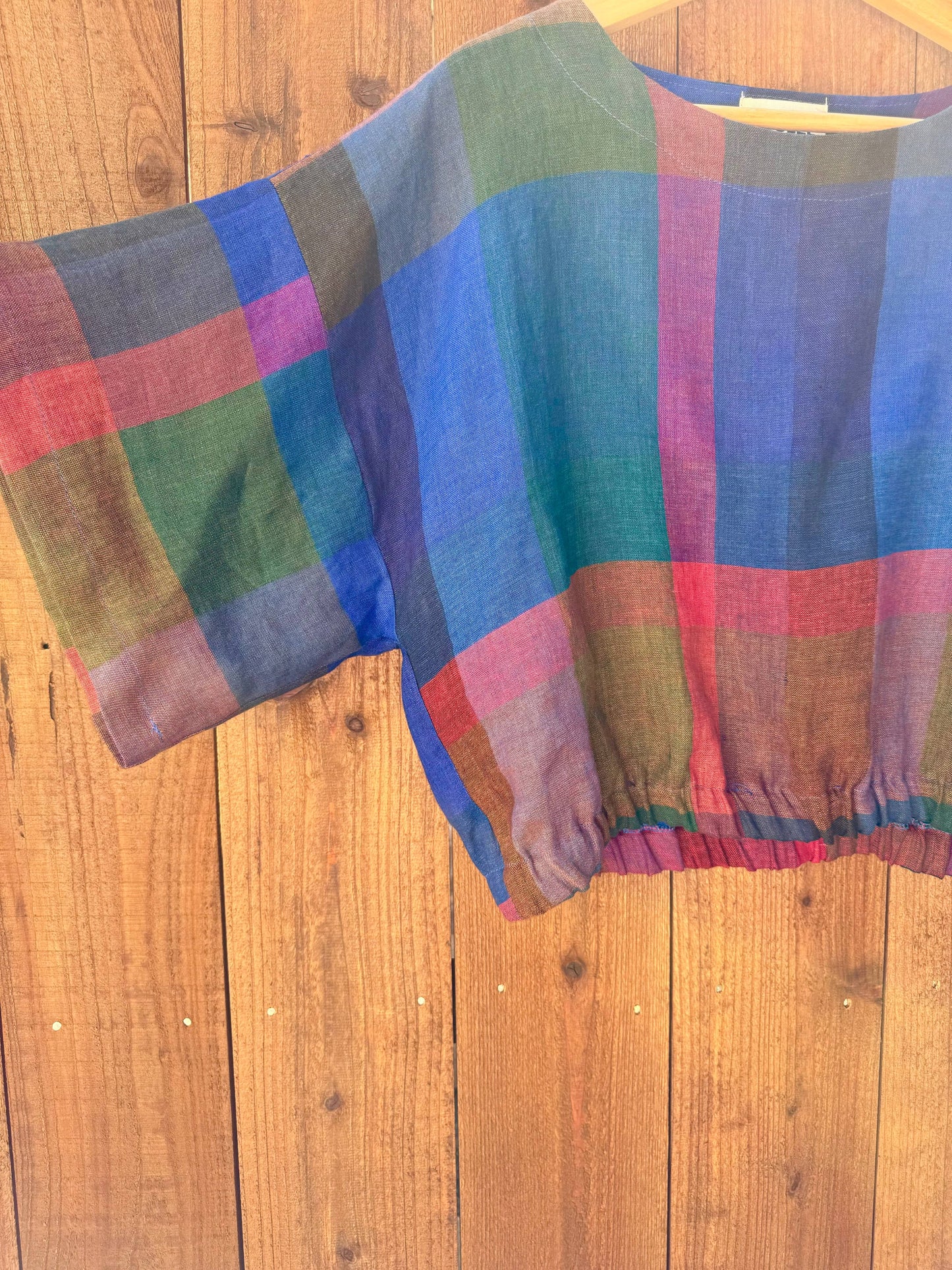 Joolee - Blue Check Linen Top