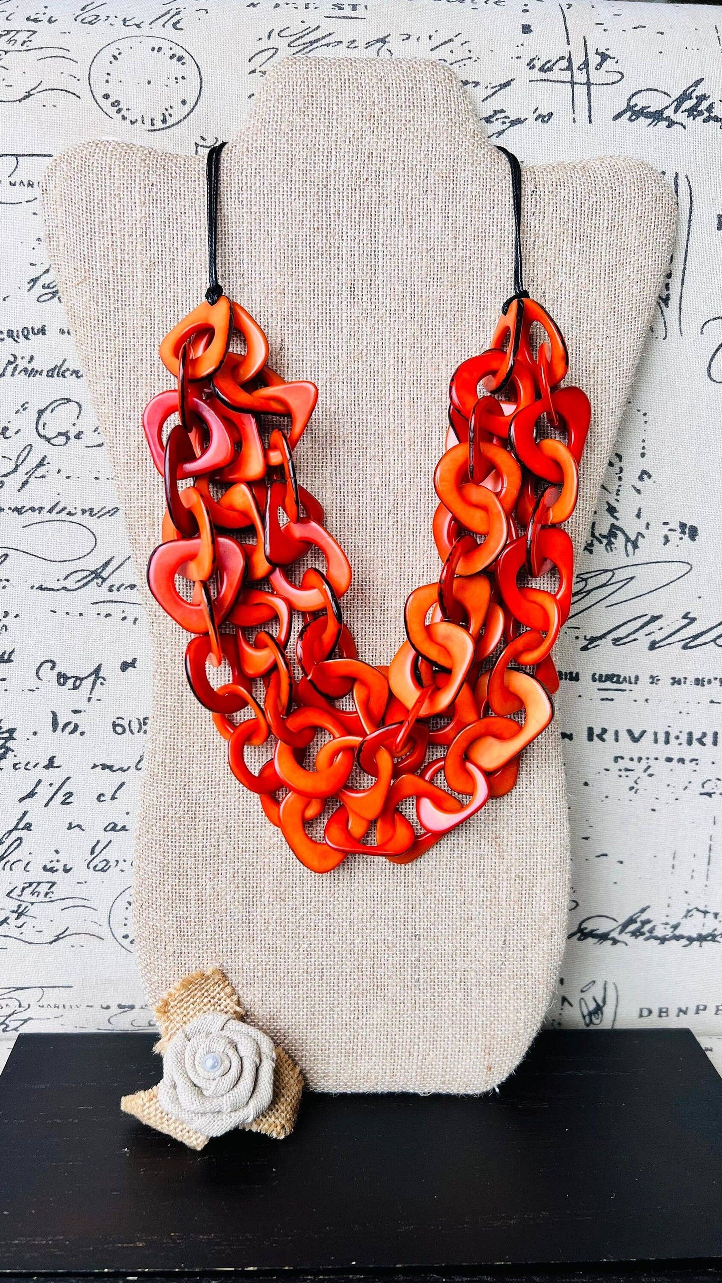 Galapagos Tagua - Orange Statement Necklace