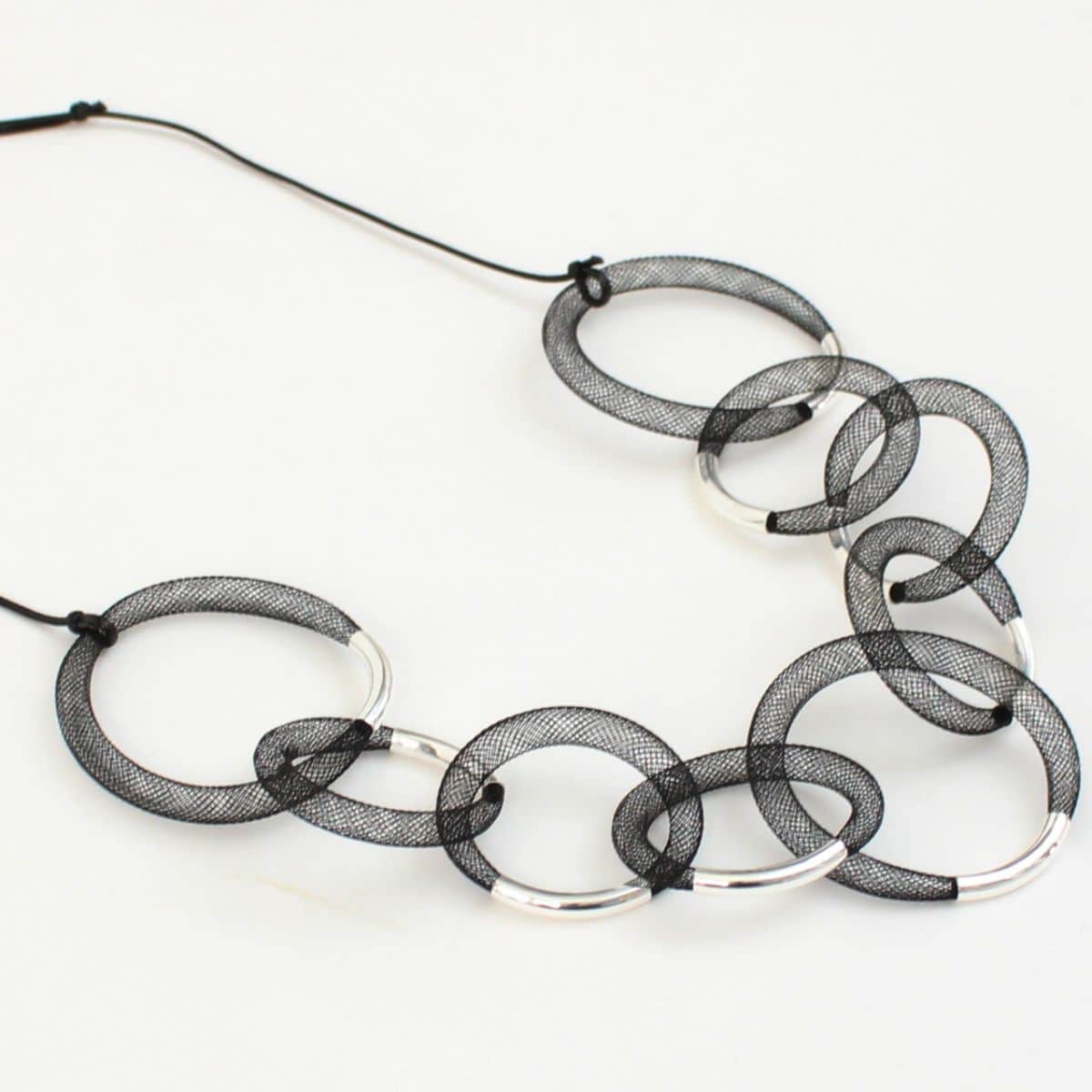 Sylca Designs - Black and Silver Mesh Statement Necklace