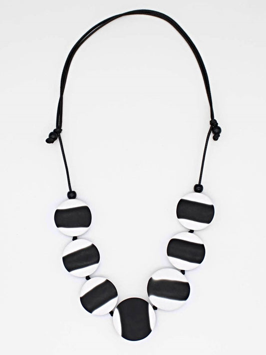 Sylca Designs - Black and White Astor Bead Statement Necklace