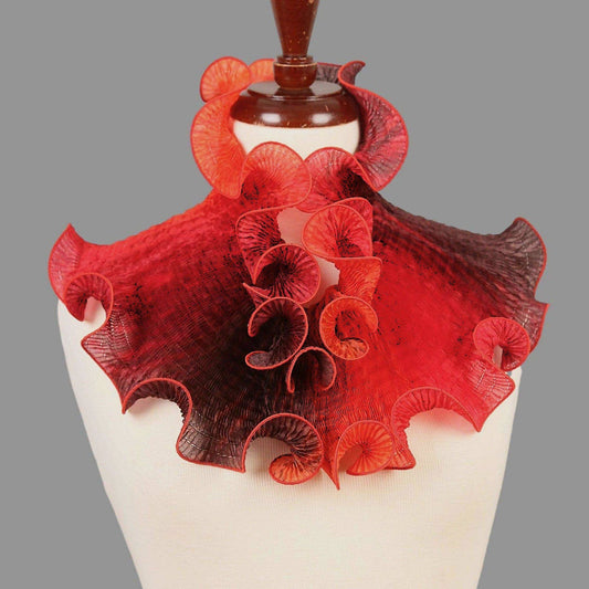 Cathayana - Hand-Dyed Silk Infinity Scarf | Black & Red