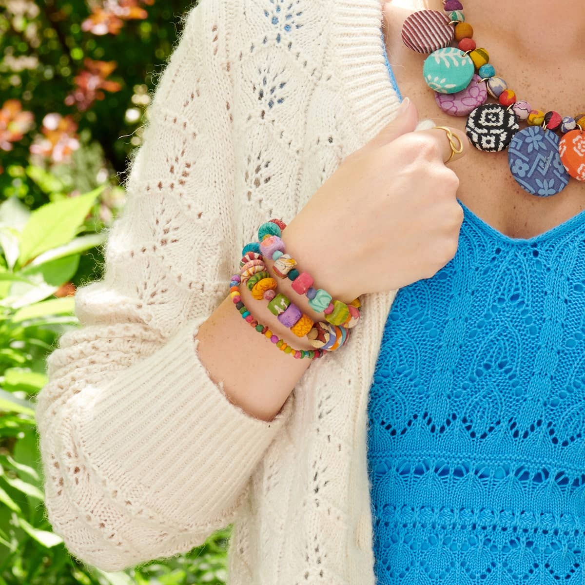 WorldFinds - Kantha Spherical Motif Bracelet