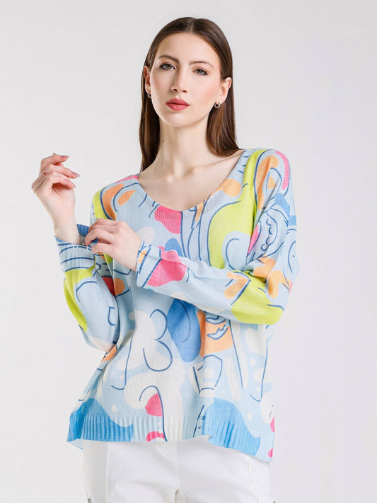 TINA Stephens - Hannah Carnival Light Sweater/Sky Blue