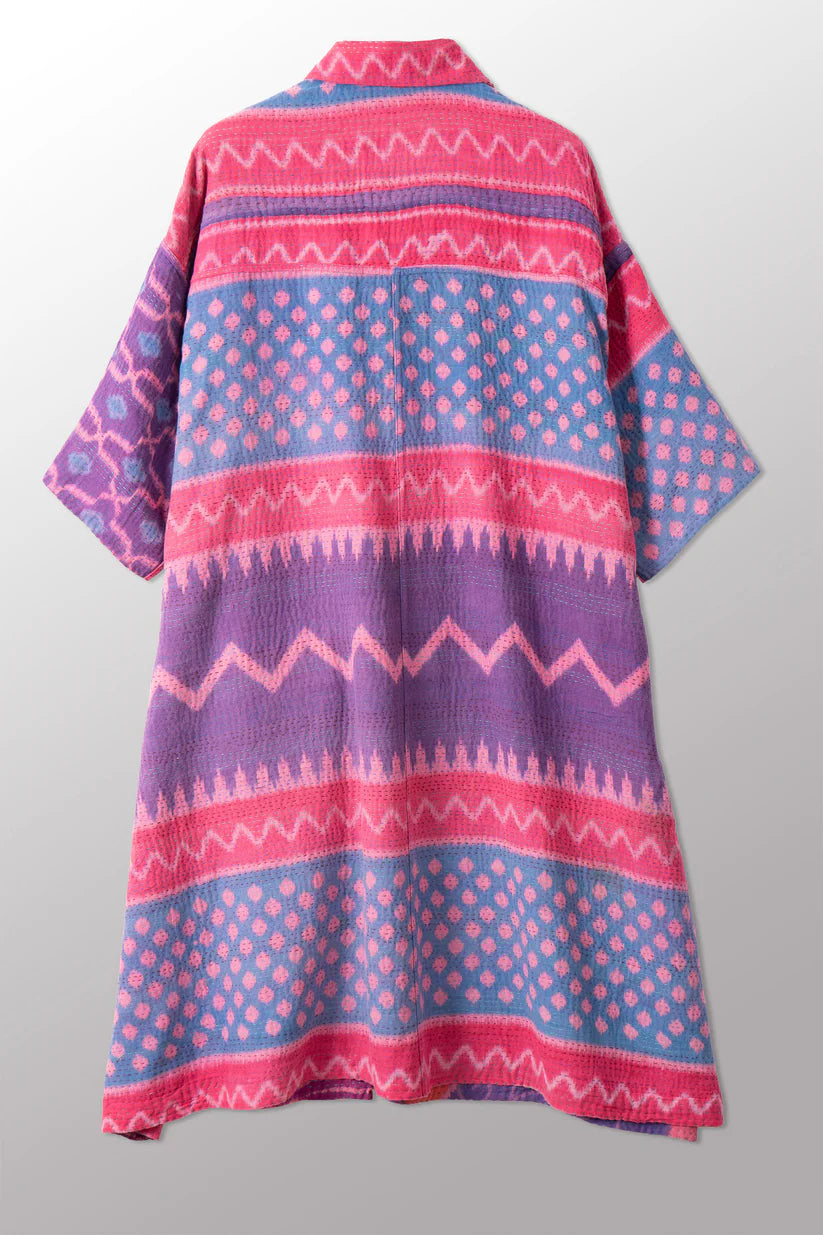 Mieko Mintz- VINTAGE COTTON KANTHA 3/4 SLV. SHIRT DRESS